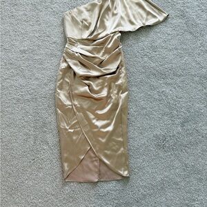 Multicolored Asymmetrical Ruched Cocktail Dress